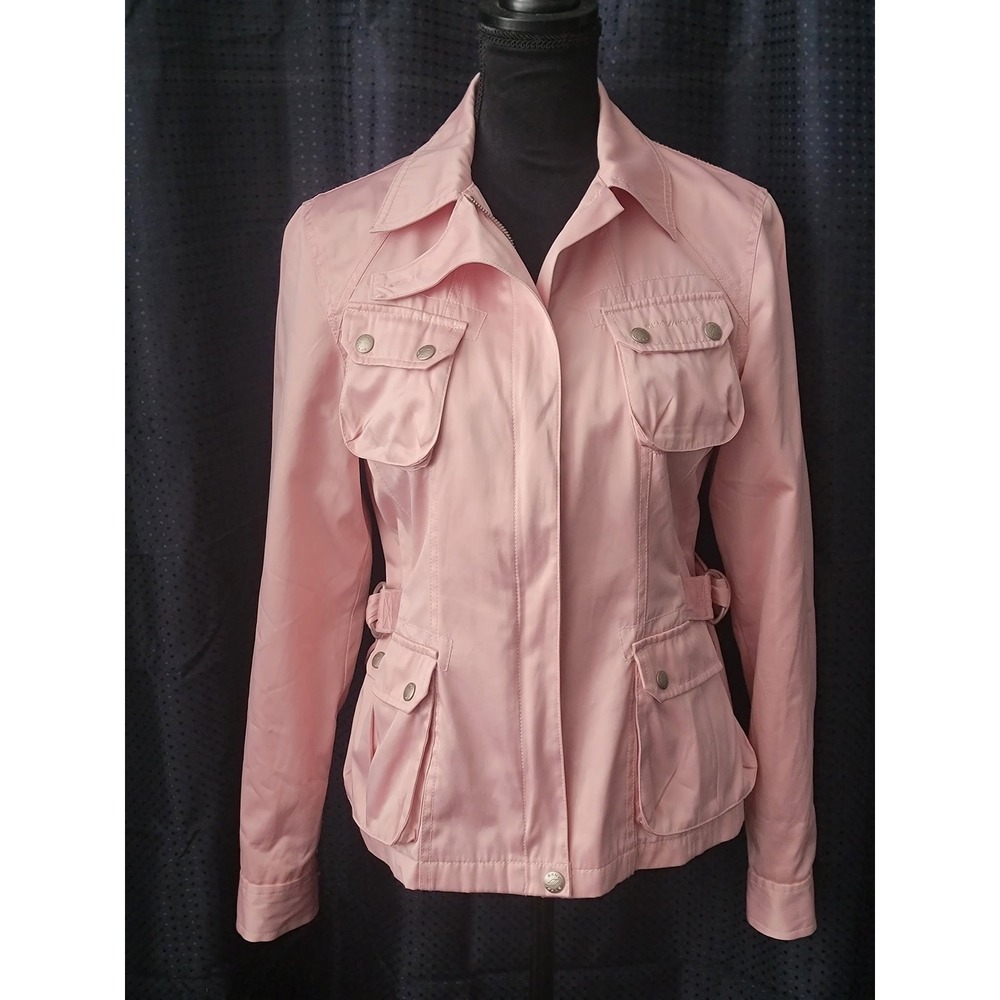 DKNY Jeans Womens Pink Utility Field Jacket Full Zip Cargo Pockets Large